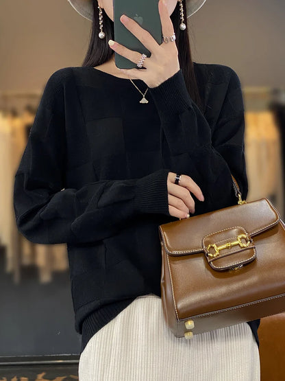 Damen Geometrischer Rundhals Pullover Hause Lune