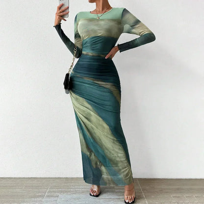 Yanisha | Elegantes Maxikleid Langarm für Damen im Sommer-1