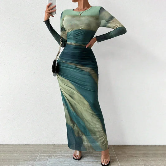 Yanisha | Elegantes Maxikleid Langarm für Damen im Sommer-1