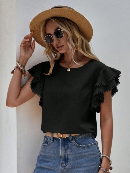 Camilia | Elegante Bluse mit Rüschenärmeln für Damen, Vielseitige Festliche Bluse-6