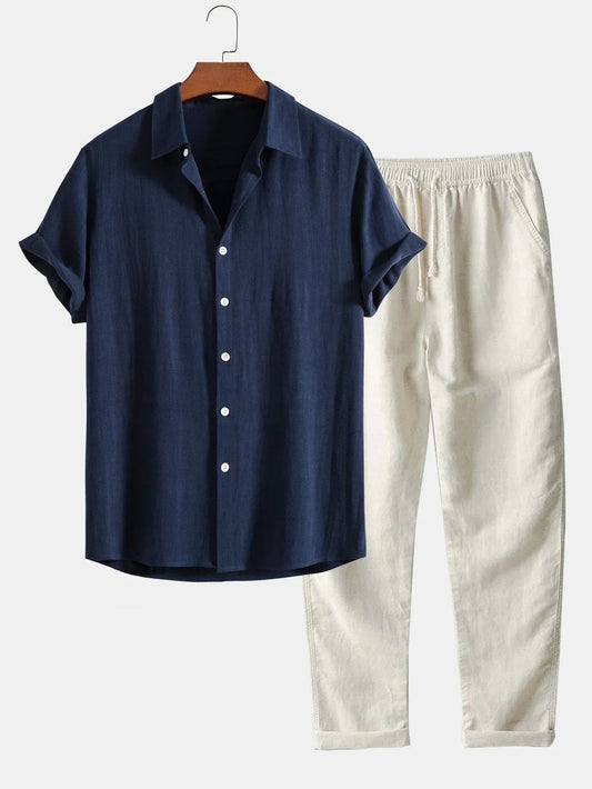Steve's Leinen Sommer Set - Lockerer Schnitt, Atmungsaktiv 0