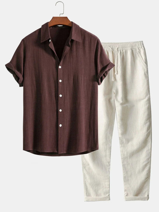 Steve's Leinen Sommer Set - Lockerer Schnitt, Atmungsaktiv 1