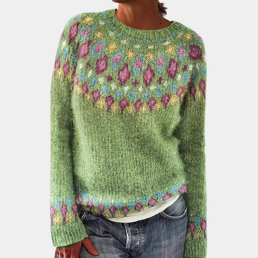 Stylischer Damenpullover – Warmer Wollpullover mit Prints, Bequem und Trendy 0