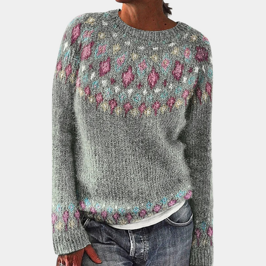 Stylischer Damenpullover – Warmer Wollpullover mit Prints, Bequem und Trendy 1