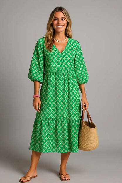 Tania | Boho Maxi Kleid für Damen mit Blumenmuster – Ideal als Maxikleid für Sommer und festliche Anlässe 0