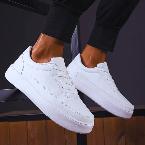 Tobias | Niedrige Weiße Sneakers Damen mit Schnürung und Flacher Sohle 0