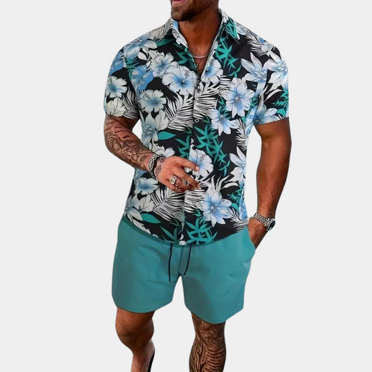 Travis | Gebloemde Zweiteilige Sommerkleidung Für Herren - Bequeme Atmungsaktive Mode 0