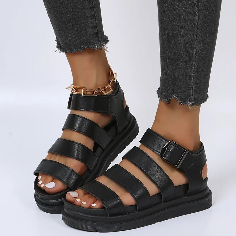 Trendige Damen Sandalen mit Plateauzool und Verstellbarem Riemen – Sommerliche Sommerschuhe für Komfort und Stil 0