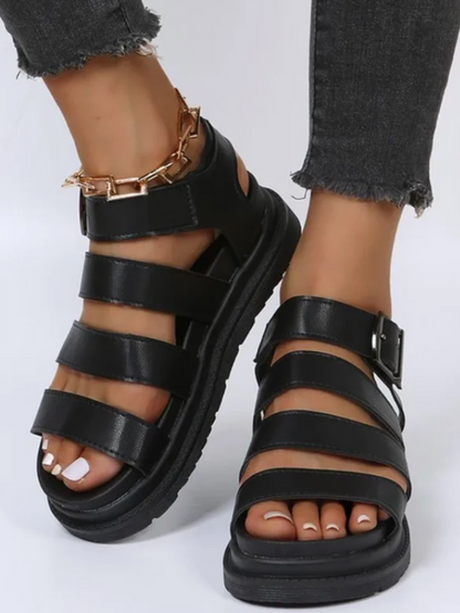 Trendige Damen Sandalen mit Plateauzool und Verstellbarem Riemen – Sommerliche Sommerschuhe für Komfort und Stil 1