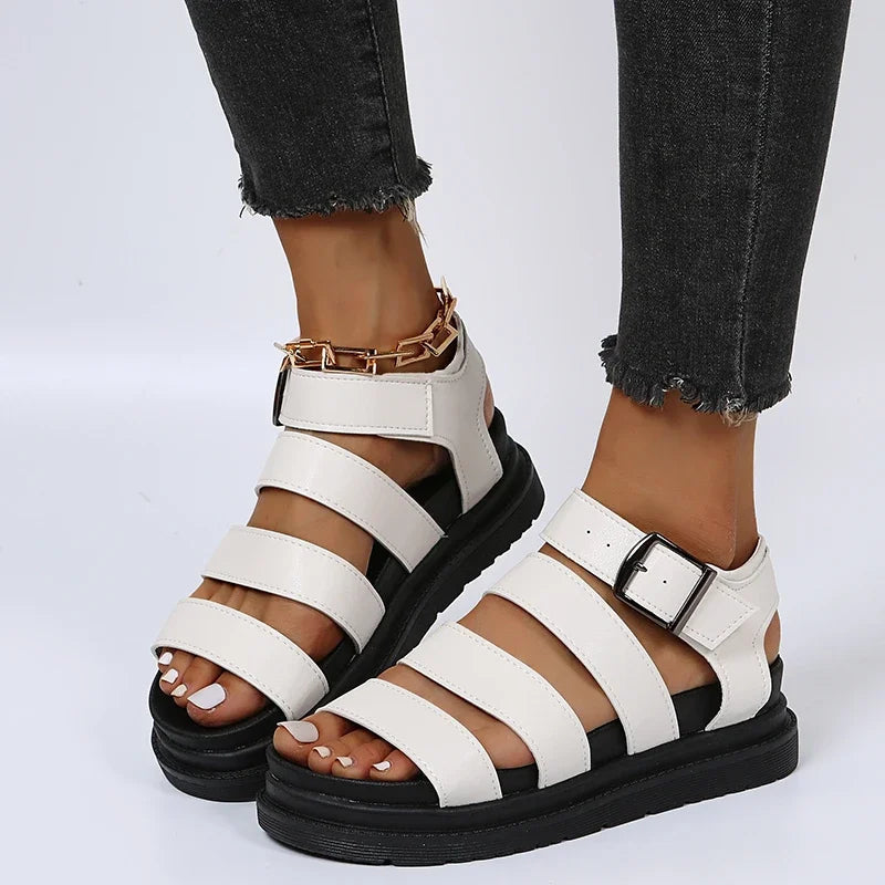 Trendige Damen Sandalen mit Plateauzool und Verstellbarem Riemen – Sommerliche Sommerschuhe für Komfort und Stil 4