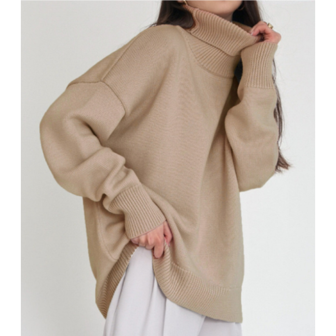 Damen Oversized Rollkragenpullover Hause Lune