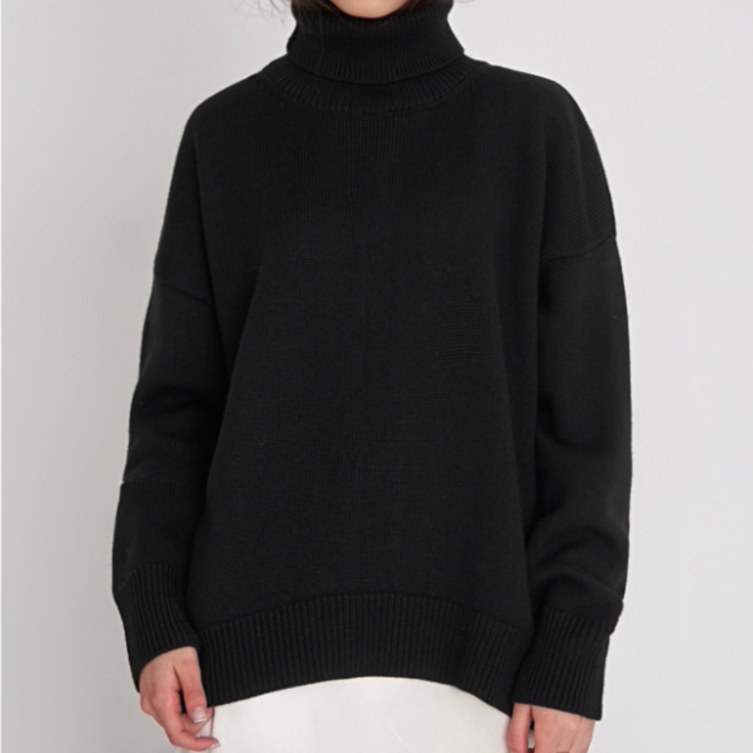 Damen Oversized Rollkragenpullover Hause Lune