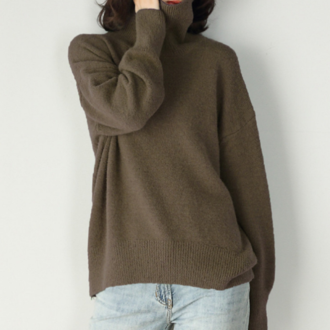 Damen Oversized Rollkragenpullover Hause Lune