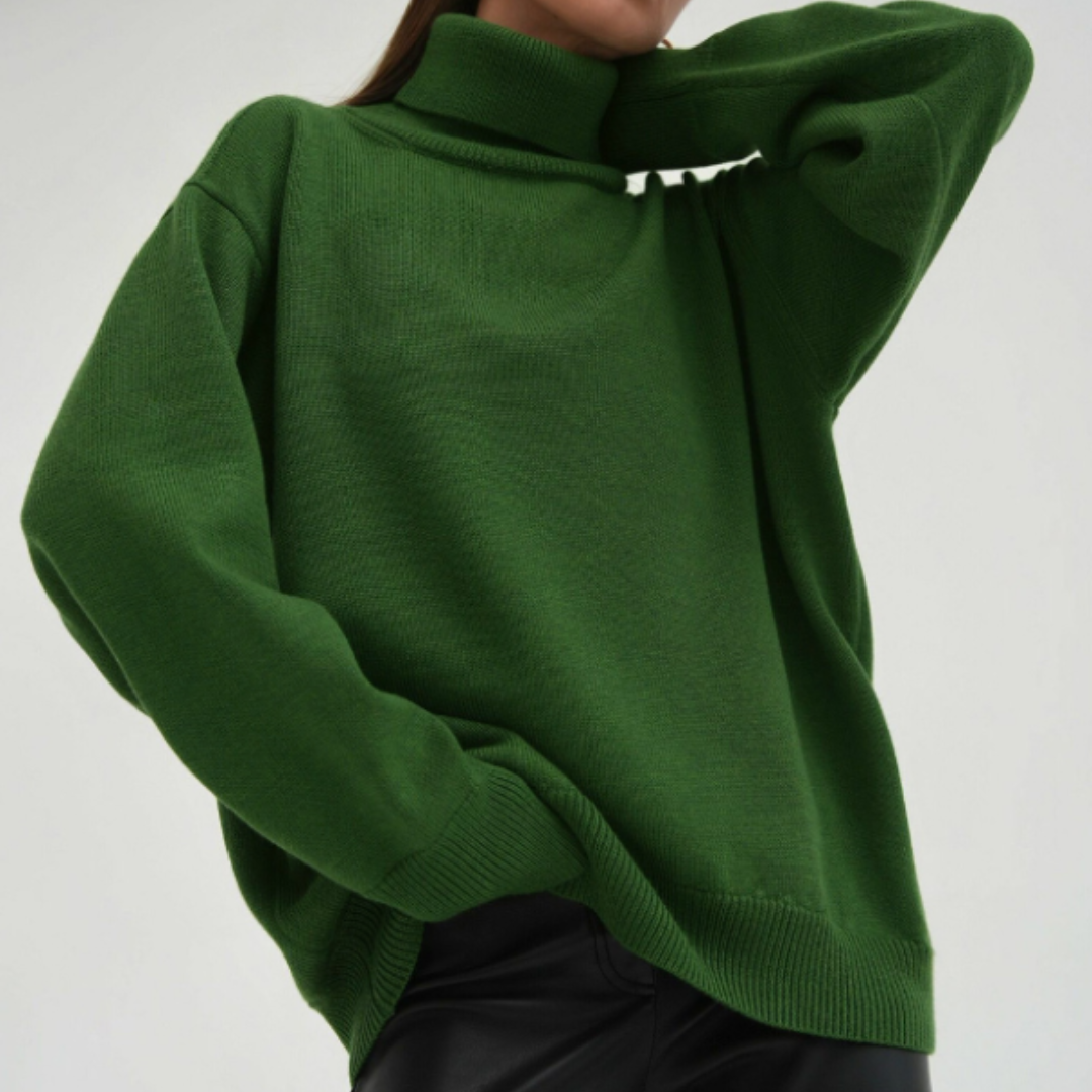 Damen Oversized Rollkragenpullover Hause Lune