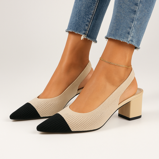 Ursuline | Damenpumps Slingback mit Spitzem Zehenbereich und Niedrigem Blockabsatz 1