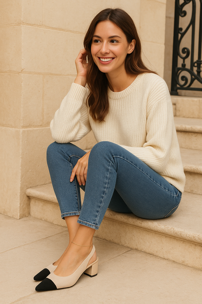 Ursuline | Damenpumps Slingback mit Spitzem Zehenbereich und Niedrigem Blockabsatz 2