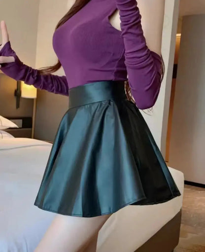VIQA | Damen Kunstleder Minirock Mit Hoher Taille Für Vielseitige Anlässe 2