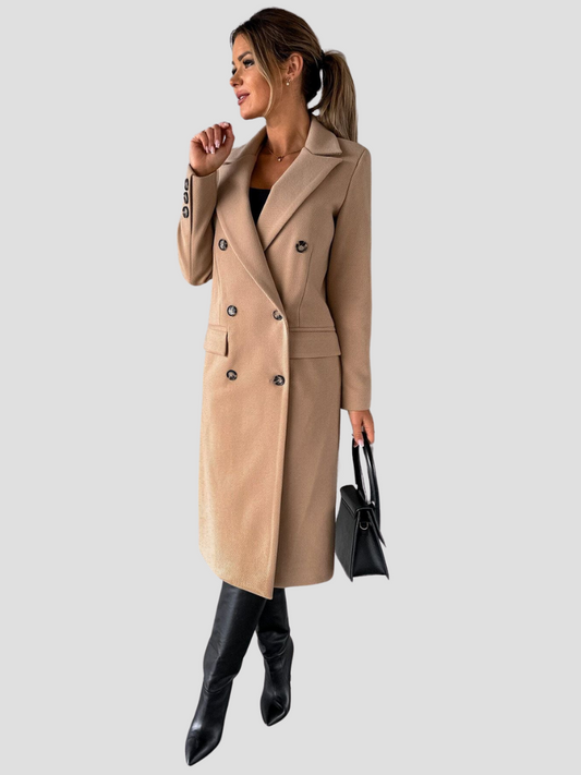 Vera | Klassischer Trenchcoat Damen Aus Hochwertiger Wollmischung in Lichtbraun 1