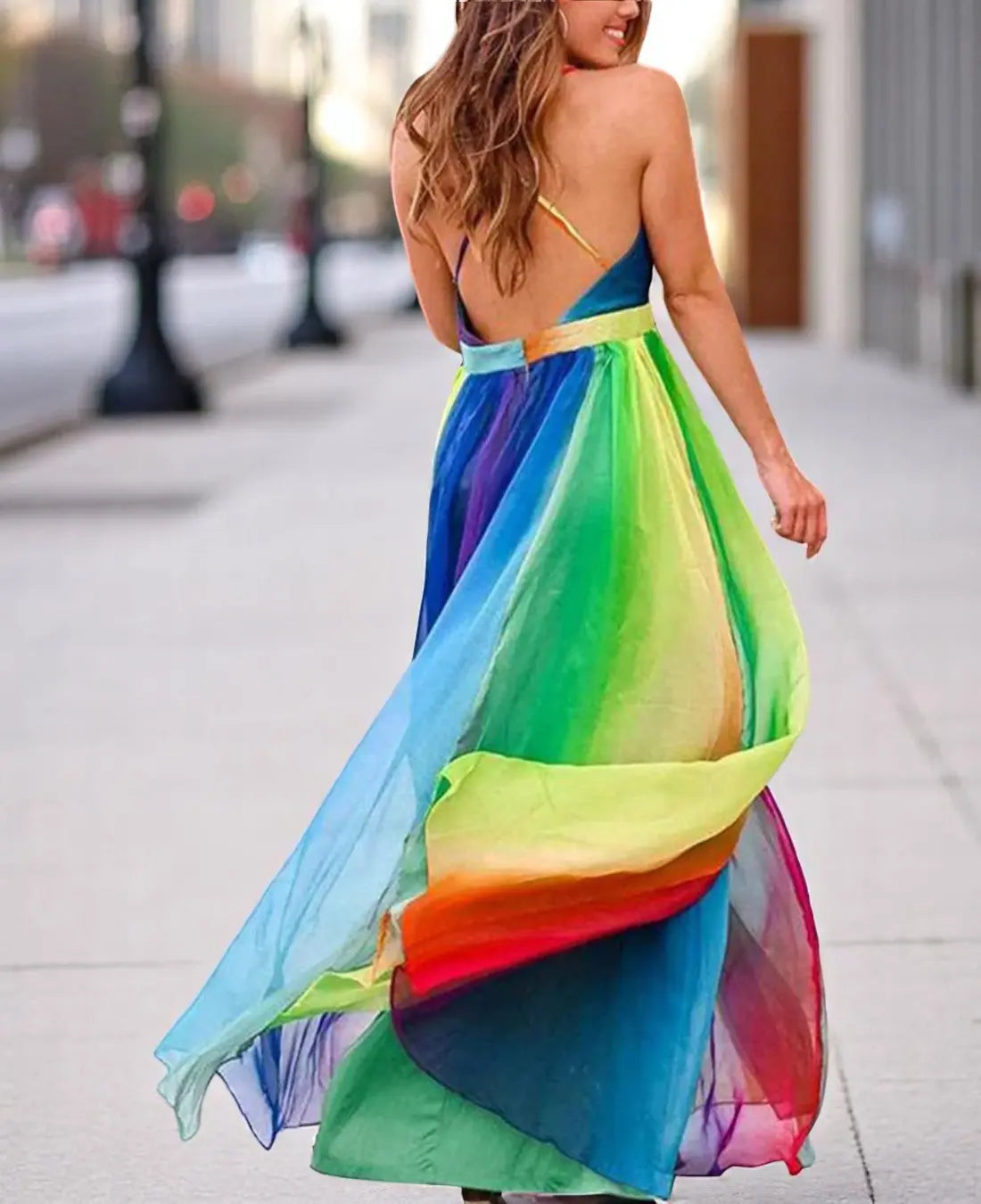 Victoria | Buntes Maxikleid Sommer mit V-Ausschnitt für Festliche Anlässe 2