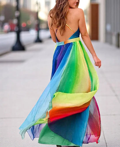 Victoria | Buntes Maxikleid Sommer mit V-Ausschnitt für Festliche Anlässe 2