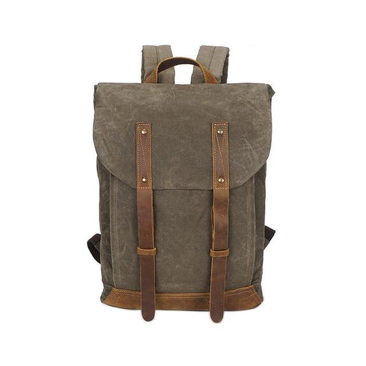 Vintage Rucksack aus gewachstem Canvas mit Lederakzenten – Robuste und stilvolle Tasche für Alltag und Abenteuer 0