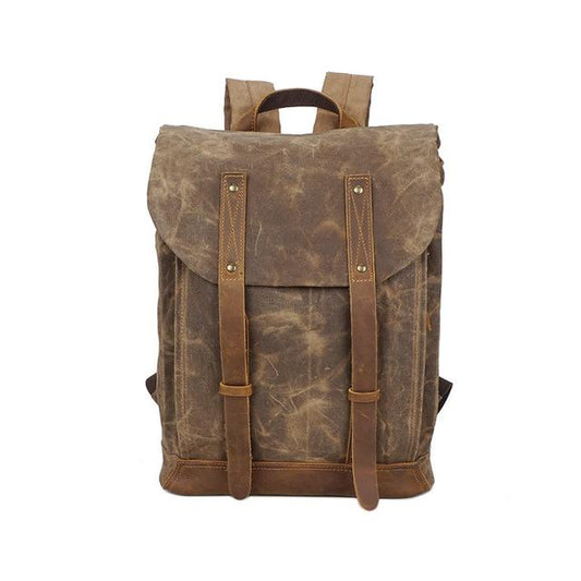 Vintage Rucksack aus gewachstem Canvas mit Lederakzenten – Robuste und stilvolle Tasche für Alltag und Abenteuer 1
