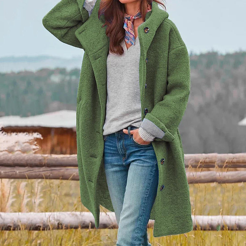 Women's Wool Blend Coat with Hood and Classic Design Hause Lune