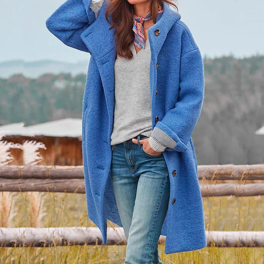 Women's Wool Blend Coat with Hood and Classic Design Hause Lune