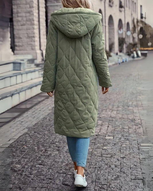 Warme gewatteerte Damenjacke – Baumwollmix mit Kapuze 1