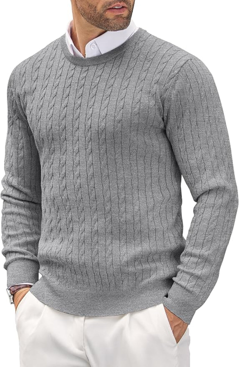 Herren Slim Fit Feinstrick-Pullover mit Rundhalsausschnitt Hause Lune