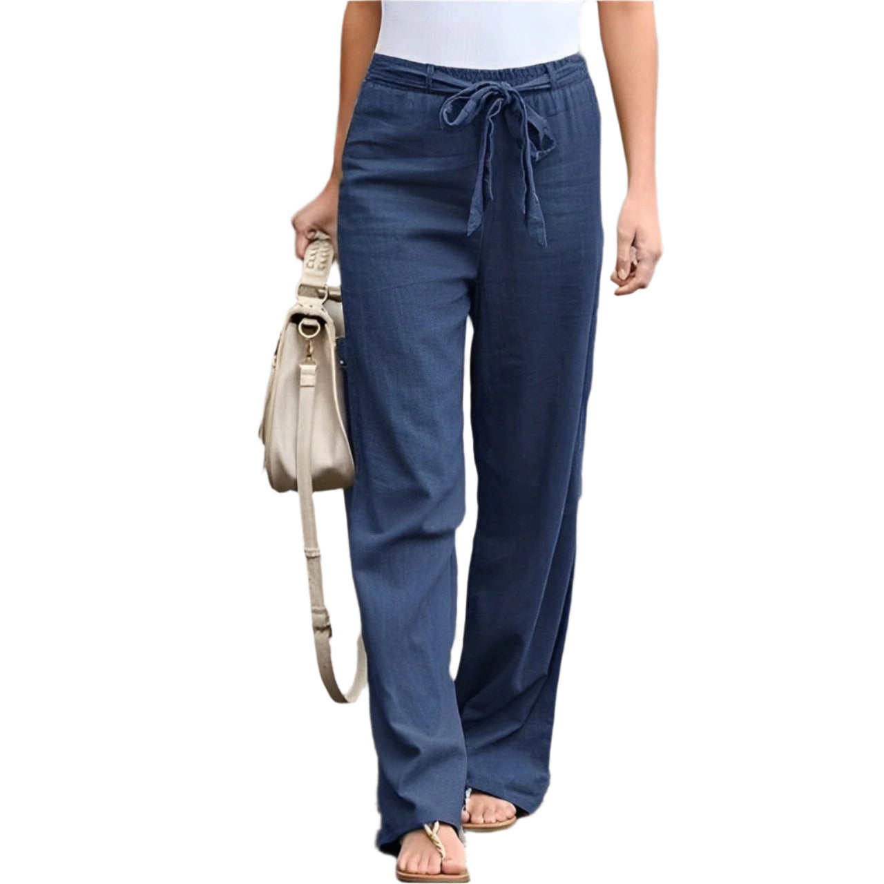 Xianna | Damen Leinen Sommerhose Mit Elastischem Bund Im Herrenstil 2