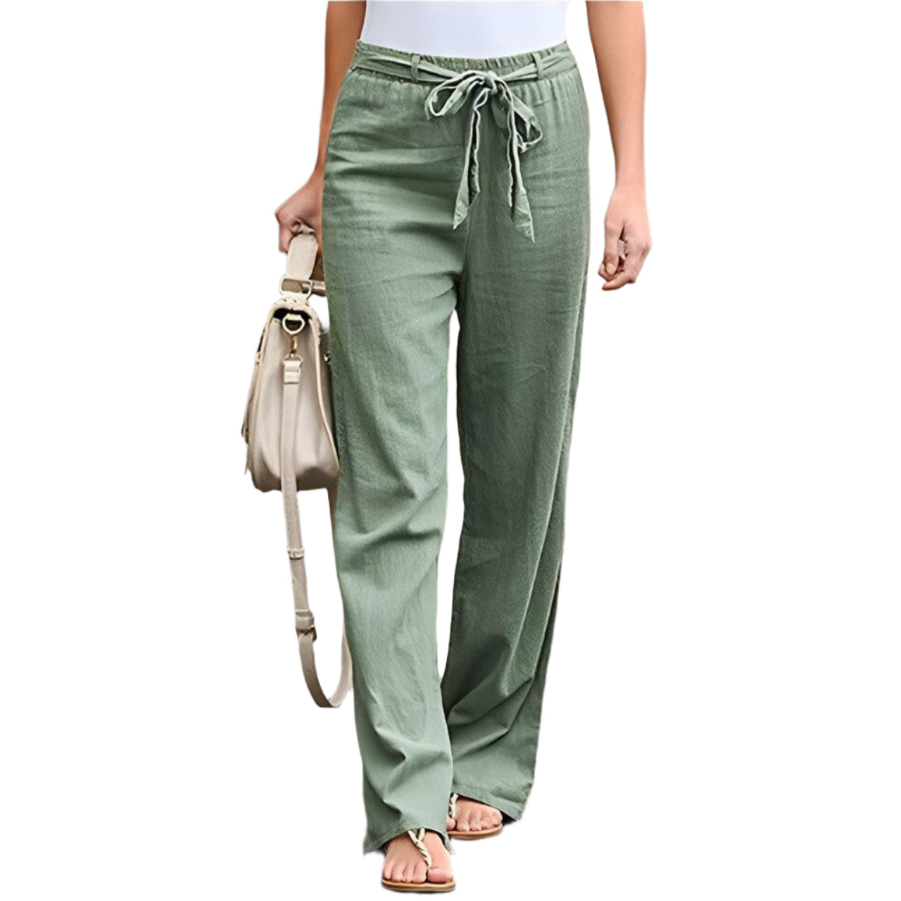 Xianna | Damen Leinen Sommerhose Mit Elastischem Bund Im Herrenstil 3