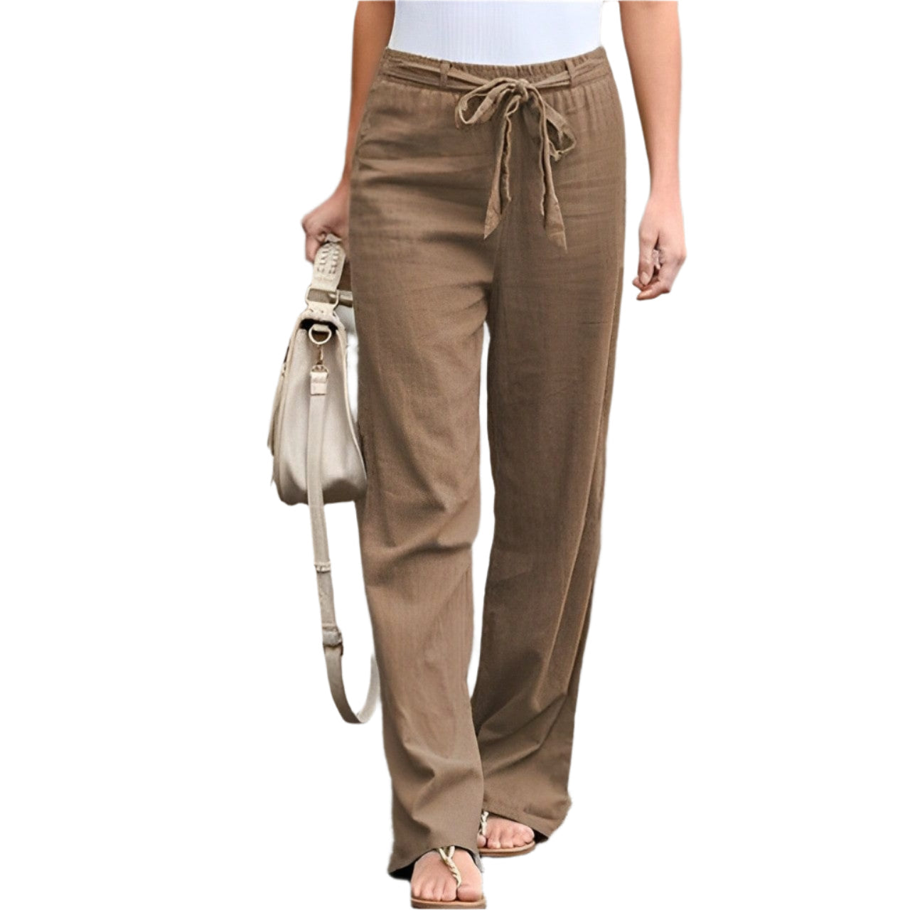 Xianna | Damen Leinen Sommerhose Mit Elastischem Bund Im Herrenstil 4