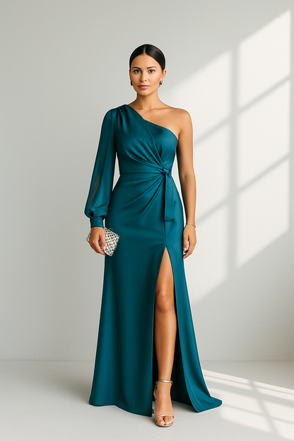 Yolina | Elegantes Damenkleid Mit One-Shoulder Design Für Hochzeitsgäste 0