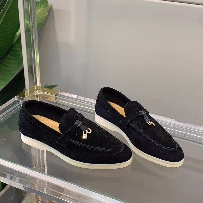 Zina | Damen Loafers Aus Wildleder In Schwarz - Klassische Penny Loafer Design 2