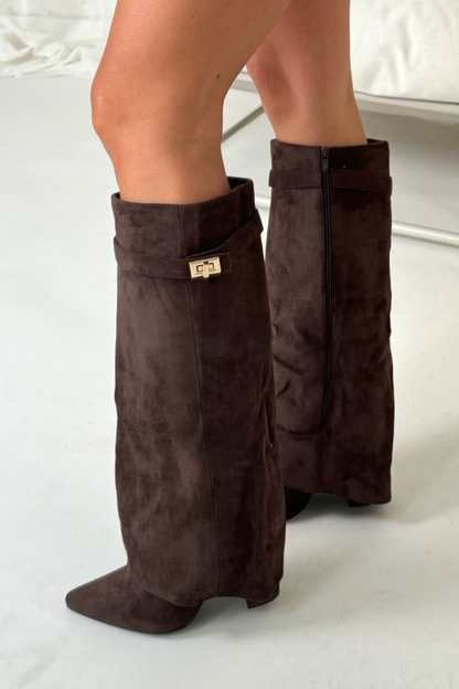 Zohra | Elegante Winterstiefel Damen Mit Klappe Und Blockabsatz 7