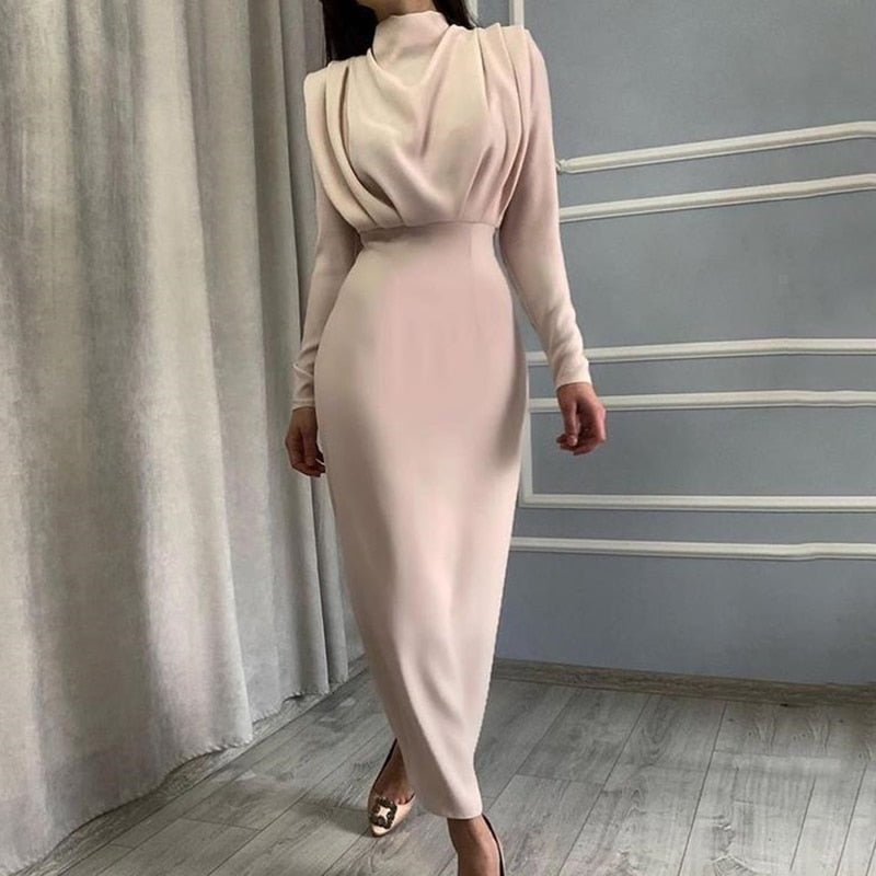 Variant image for Milena | Elegante Drapierte Midi Jurk Mit Langarm Für Stilvolle Anlässe-37