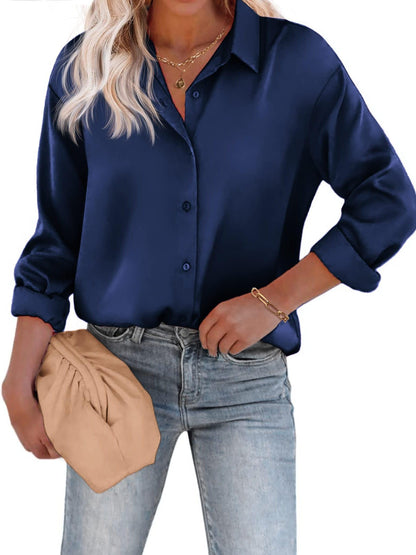 Variant image for Esthere | Elegante Damenbluse aus Satin mit Knopfverschluss für Festliche Anlässe-21