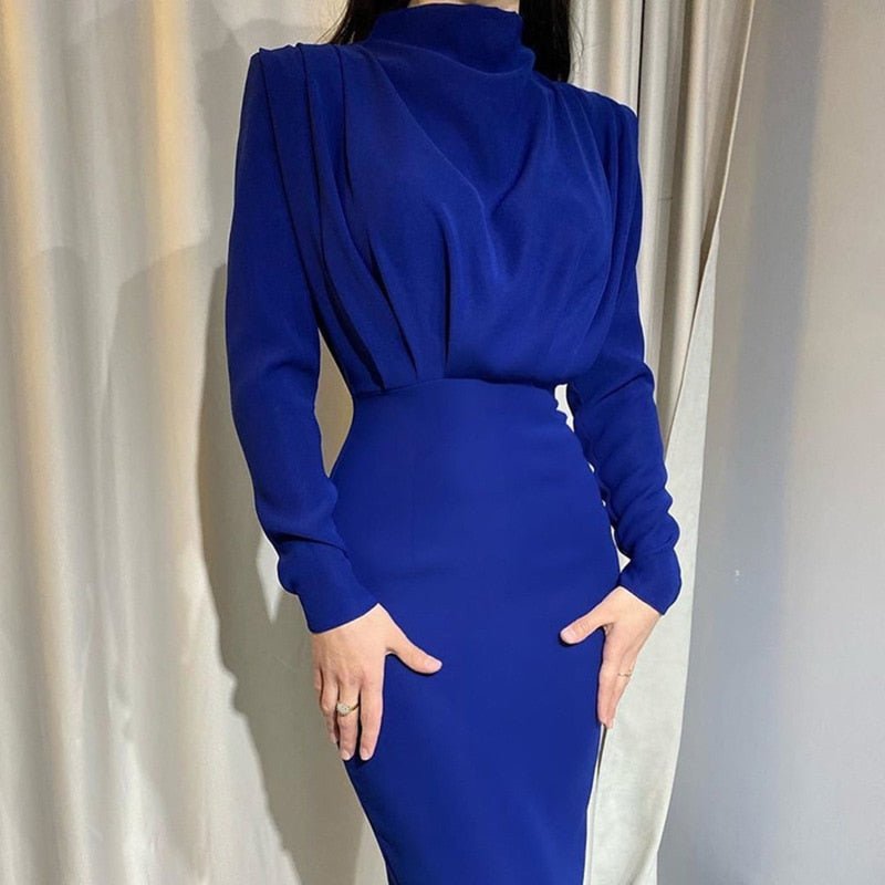 Variant image for Milena | Elegante Drapierte Midi Jurk Mit Langarm Für Stilvolle Anlässe-43