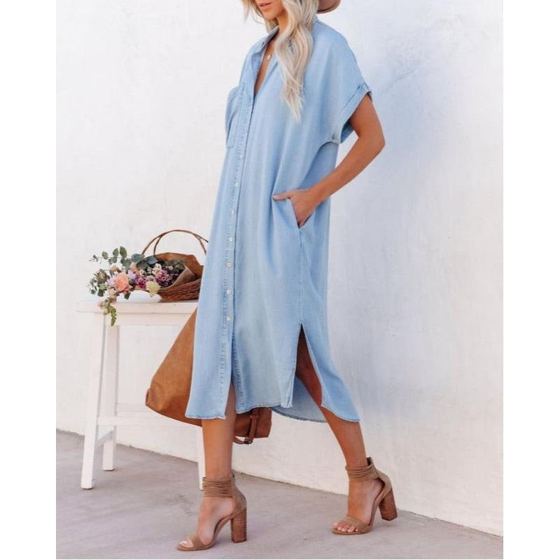 Naëlle | Lässiges Jeanskleid Damen Mit Knopfverschluss Und Verspielten Details 4