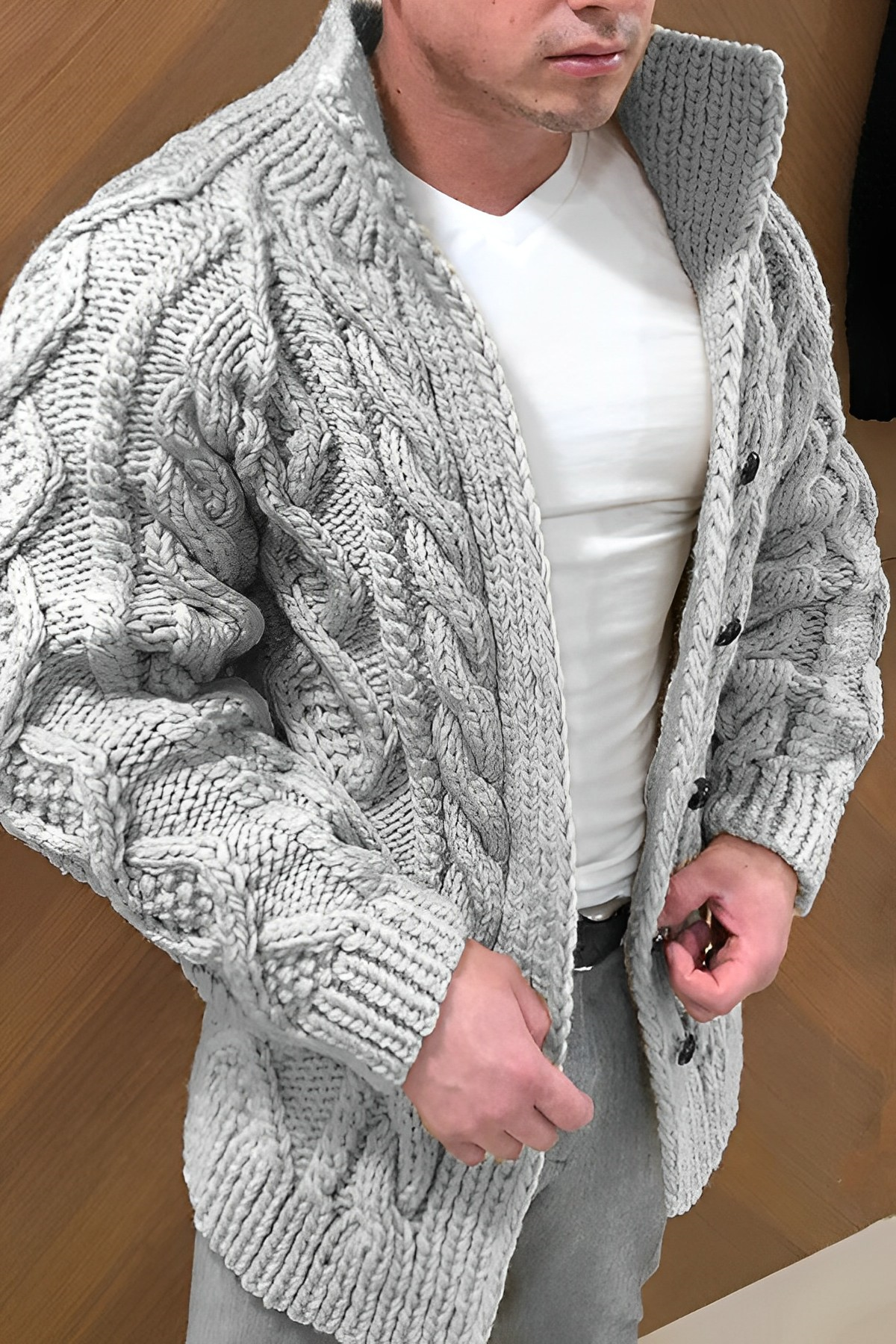 Warme Strickjacke mit Zopfmuster Hause Lune