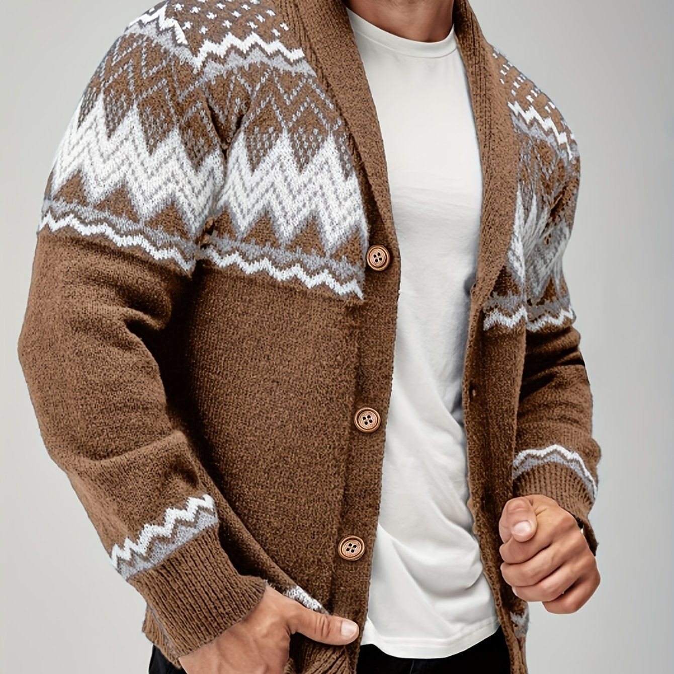 Men's Vintage Knit Sweater - Formal & Casual Button-Front Cardigan, Machine Washable Sweater Coat for Everyday & Special Occasions - Brown/Beige/Gray/Black/White/ - All-Season Layering Piece Hause Lune
