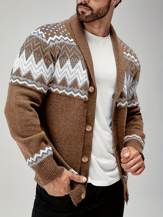 Men's Vintage Knit Sweater - Formal & Casual Button-Front Cardigan, Machine Washable Sweater Coat for Everyday & Special Occasions - Brown/Beige/Gray/Black/White/ - All-Season Layering Piece Hause Lune