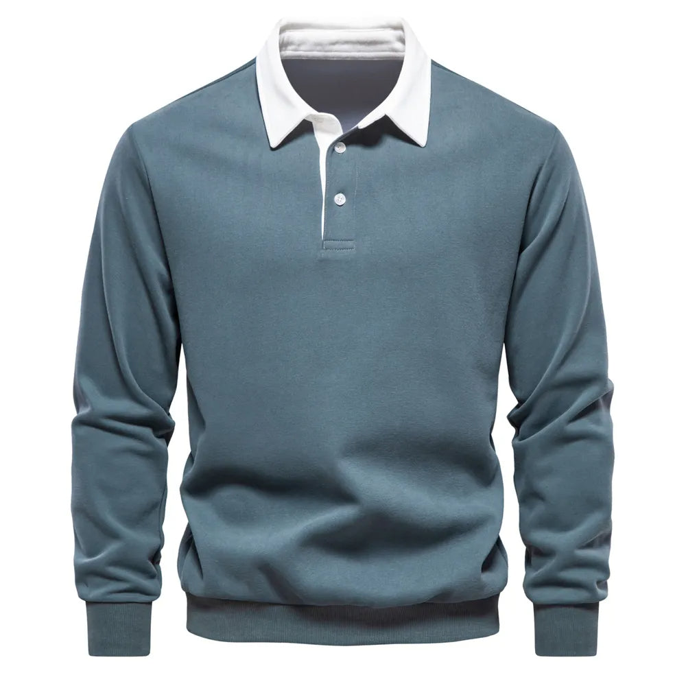 Variant image for Boet | Klassisches Rugby-Polo-Hemd Für Männer In Marineblau Mit Weißem Kragen-11