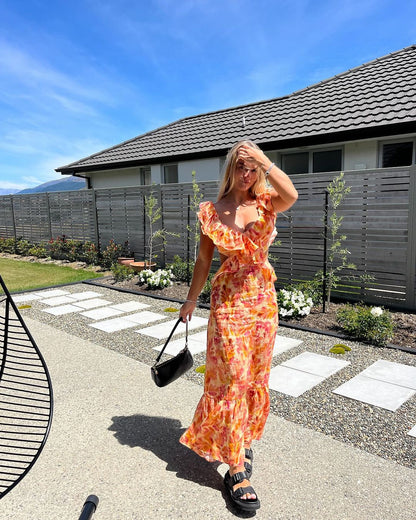 Liora | Luftiges Sommerkleid Damen mit Rüschen und Blumenmuster für stilvolle Anlässe 5