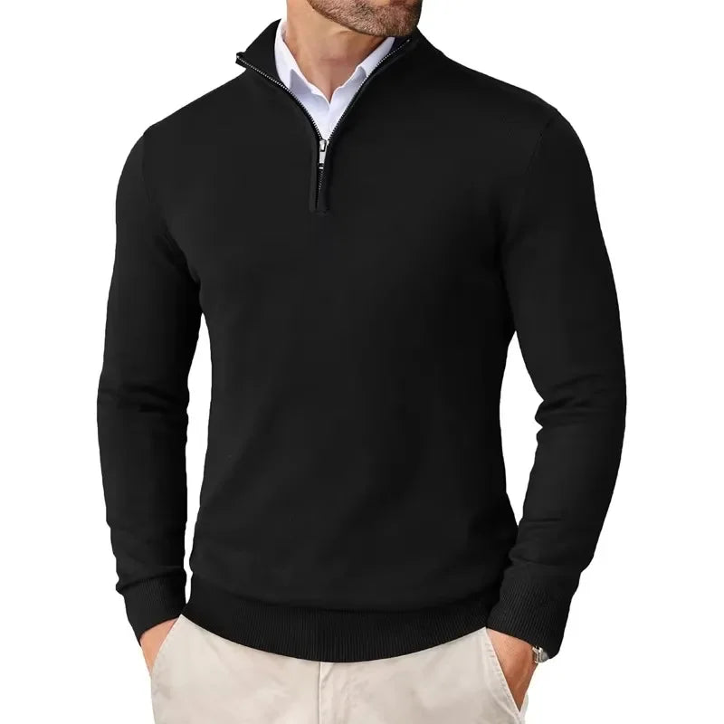 Herren Strickpullover mit Halbzipp Hause Lune