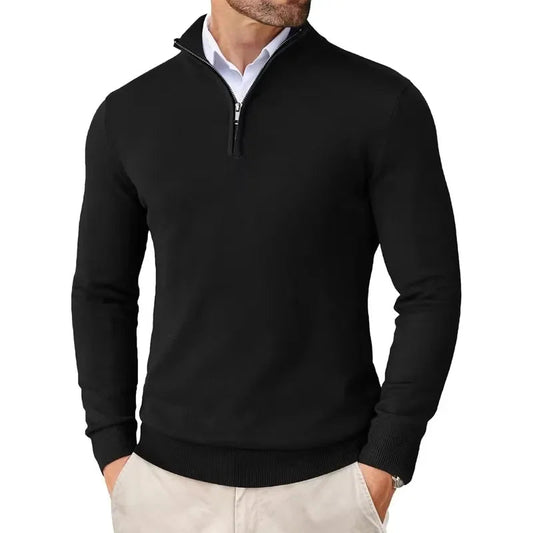 Herren Strickpullover mit Halbzipp Hause Lune