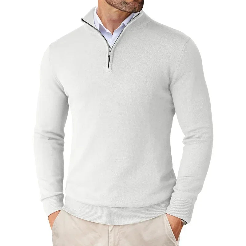 Herren Strickpullover mit Halbzipp Hause Lune