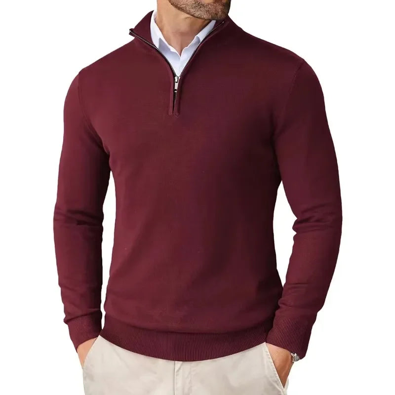 Herren Strickpullover mit Halbzipp Hause Lune