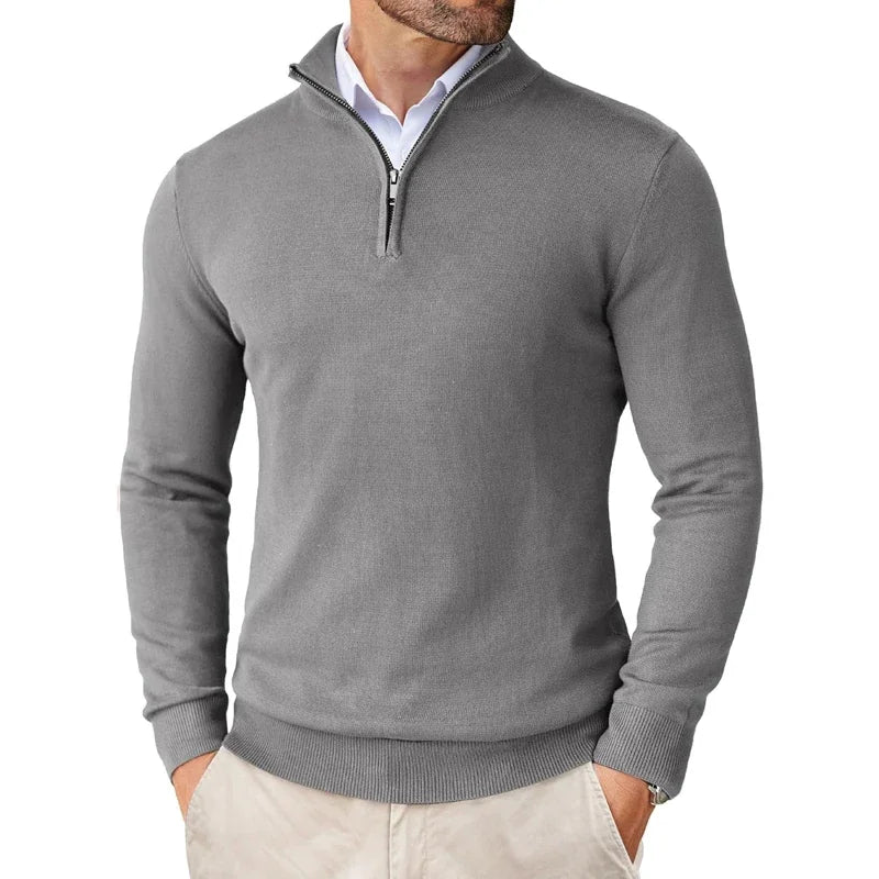 Herren Strickpullover mit Halbzipp Hause Lune